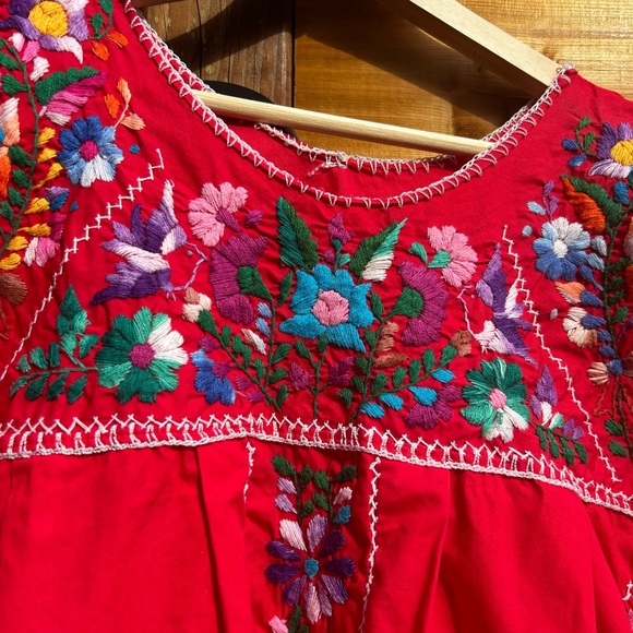 Gorgeous red Mexican embroidered dress! - Picture 2 of 7